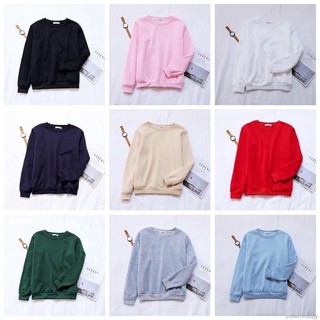 áo nỉ trơn cổ tròn dài tay