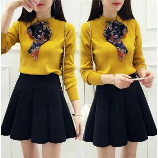 Áo thun tay dài cột dây nơ