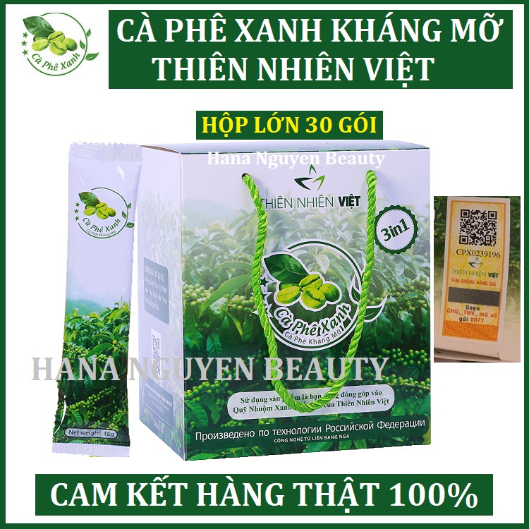 CÀ PHÊ XANH THIÊN NHIÊN VIỆT HỘP 30 GÓI