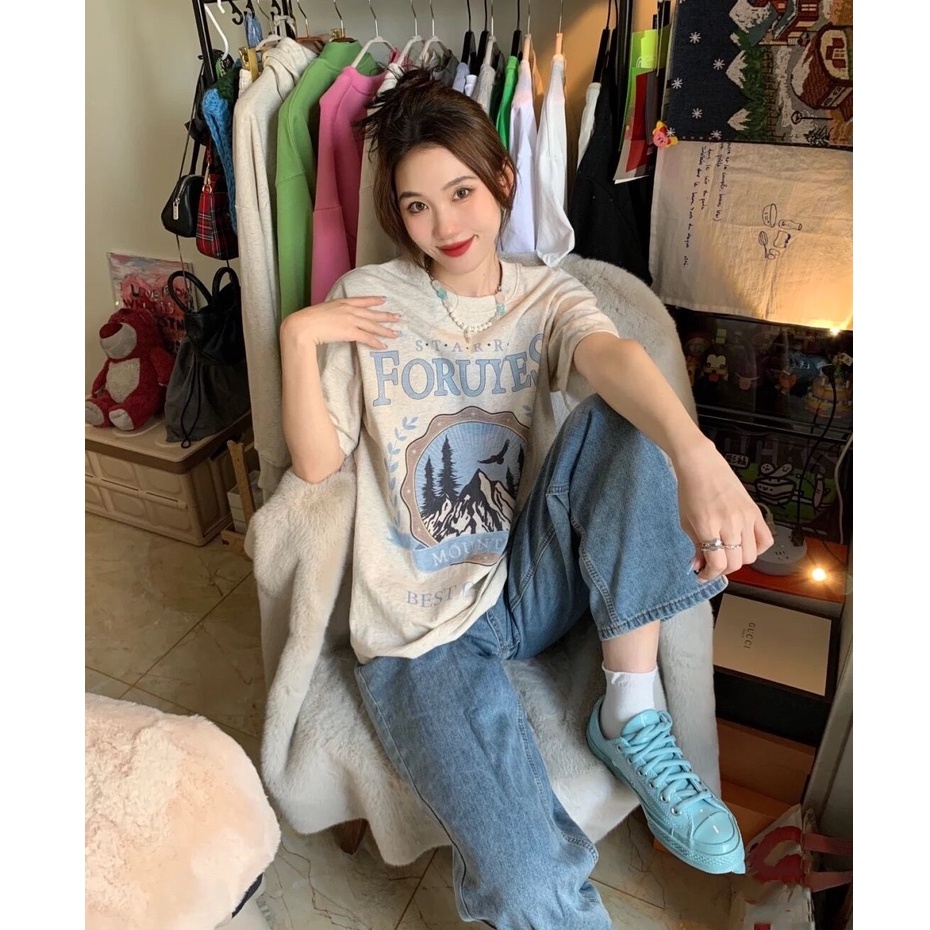 Áo Thun Nữ Ngắn Tay In Hình Thời Trang