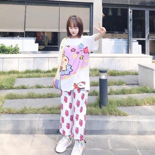 (HS)Quần Dài Hoạt Hình Dễ Thương Cute - Quần Ống Rộng Dáng Suông Cartoon Hot Trend