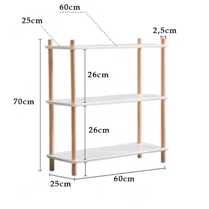 Kệ gỗ decor 2-3-4-5 tầng, kệ đa năng lắp ráp đơn giản phong cách hàn quốc, Kệ gỗ phòng ngủ, phòng khách, nhà bếp