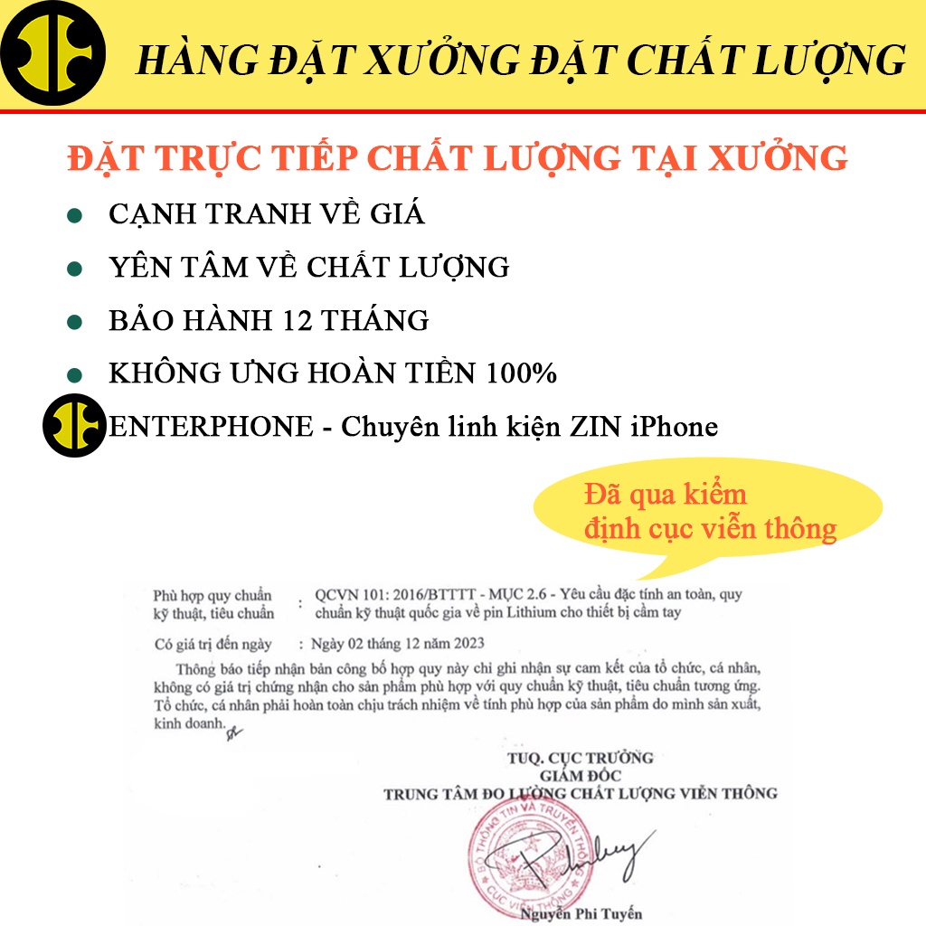 Pin ĐT Táo 5G/ 5S/ 5SE Enter bảo hành 12 tháng