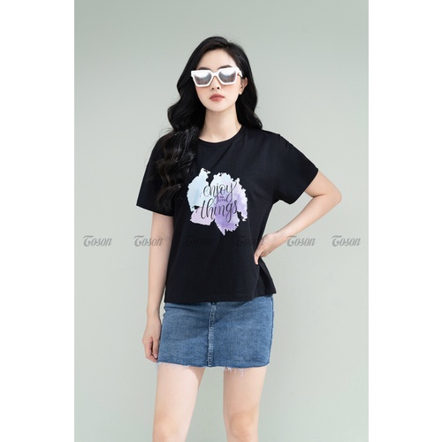 Áo Phông Cotton Đen, Phối Nơ Tay TOSON