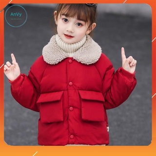 Áo khoác phao siêu nhẹ, áo khoác cho bé siêu ấm, phối cổ lông cừu cho bé Trai, bé Gái 7-36kg