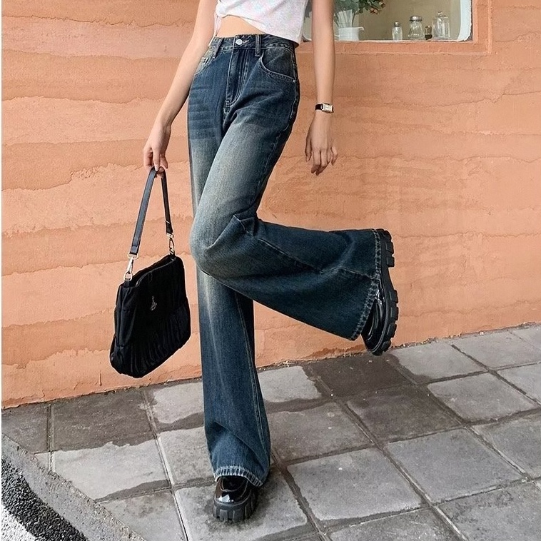 Quần Jeans Nữ Lưng Cao Ống Rộng Thời Trang Hàn Quốc
