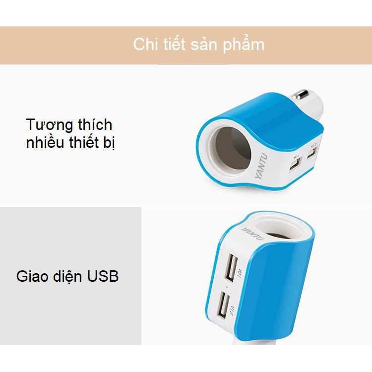 Tẩu cắm sạc trên ô tô 2USB YANTU A68