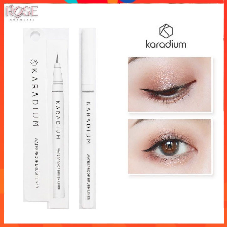 Bút Dạ Kẻ Mắt Nước Eyeliner KARADIUM Hàn Quốc Waterproof Brush Liner Vỏ Trắng Nét Siêu Mảnh / Chống Nước / Siêu Dễ Kẻ