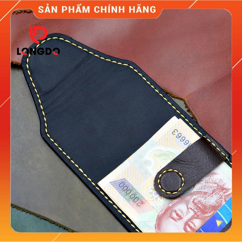 Ví sen 5, ví mini nam da bò thật - Bảo hành 5 năm - Hàng chính hãng thương hiệu Longdo Leather