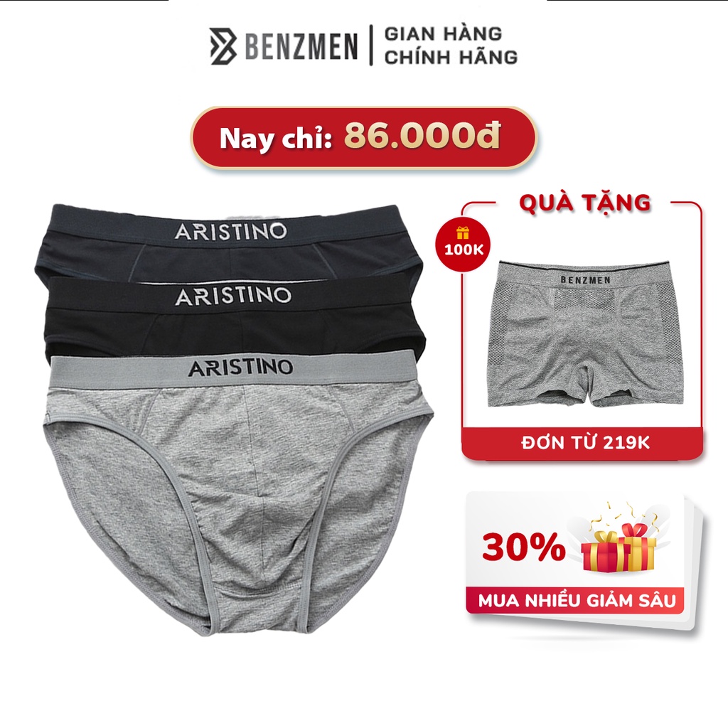 Quần Sịp Nam Cao Cấp Dáng Tam Giác Aristino Benzmen Dệt Từ Vải Cotton Mềm Mại Co Giãn 4 Chiều, Thoáng Khí - Abf03707