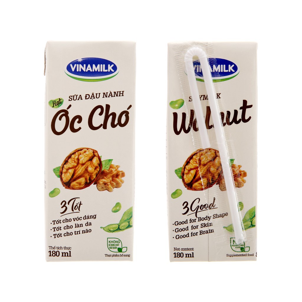 Thùng 48 hộp Sữa đậu nành Vinamilk SUPER NUT óc chó 180ml - Ít đường