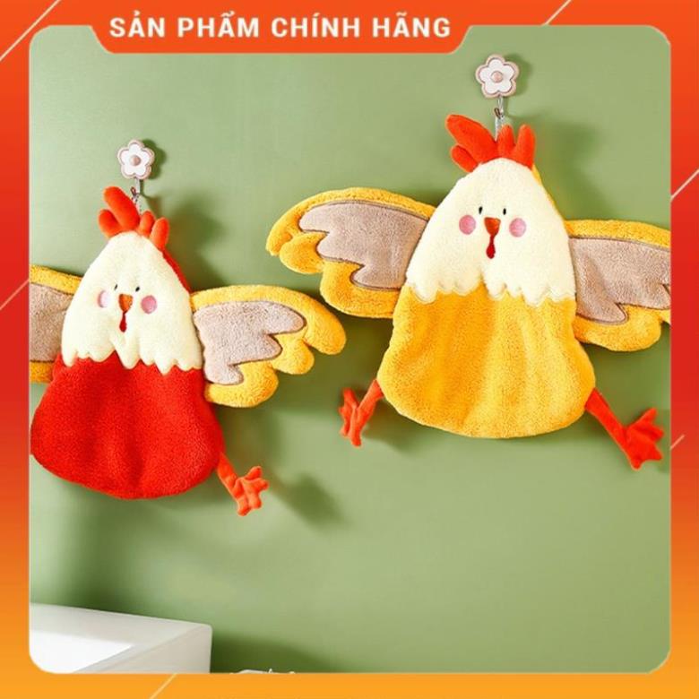 Khăn Lau Tay Siêu Thấm Hút Họa Tiết Chú Gà Hoạt Hình Dễ Thương Dành Cho Nhà Bếp/ Phòng Tắm