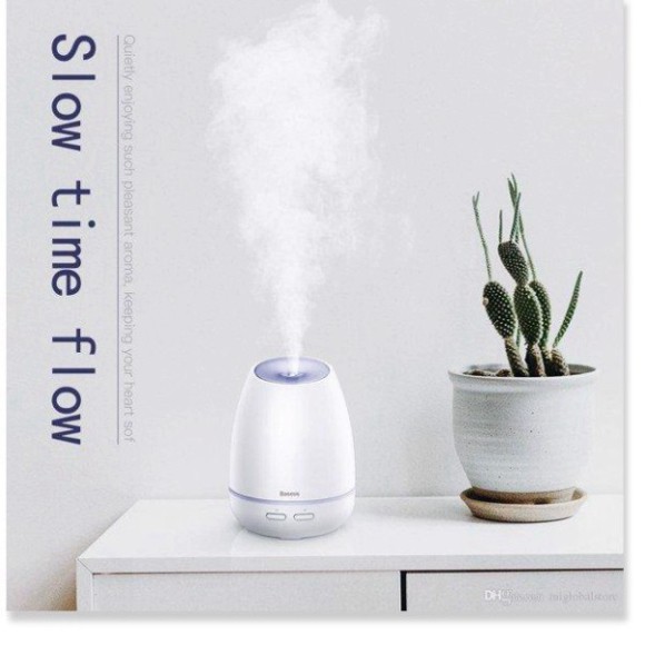 [CHÍNH HÃNG] Máy Phun Sương, Tạo Ẩm, Khuếch Tán Tinh Dầu Mini Baseus Creamy - Đèn Led 7 Mầu