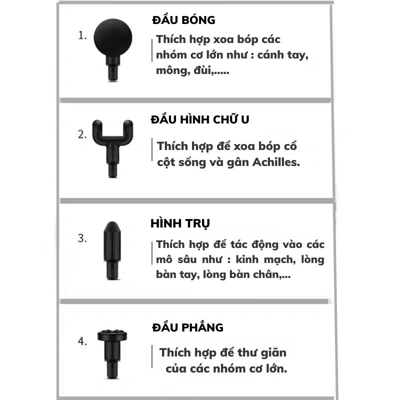 Máy Massage Cầm Tay Mini Cao Cấp, Đấm Lưng Trị Liệu, Mát Xa Cổ Vai Gáy 4 Đầu 6 Chế Độ