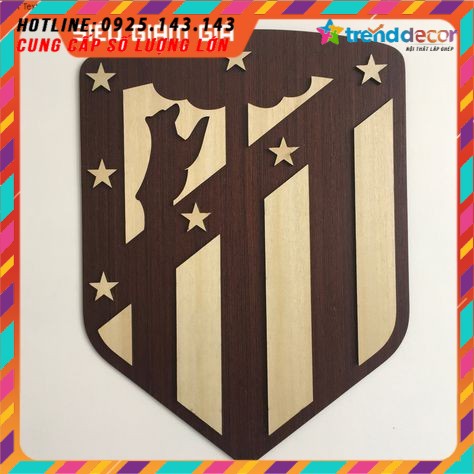Đồng hồ gỗ treo tường bóng đá logo CLB Paris Atletico Marid