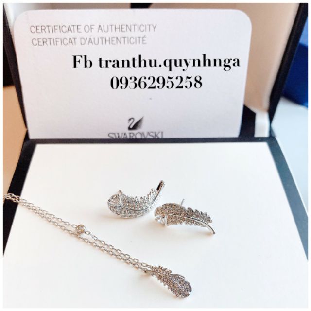 Set dây chuyền hoa tai lông ngỗng SWAROVSKI CHÍNH HÃNG 5482912,