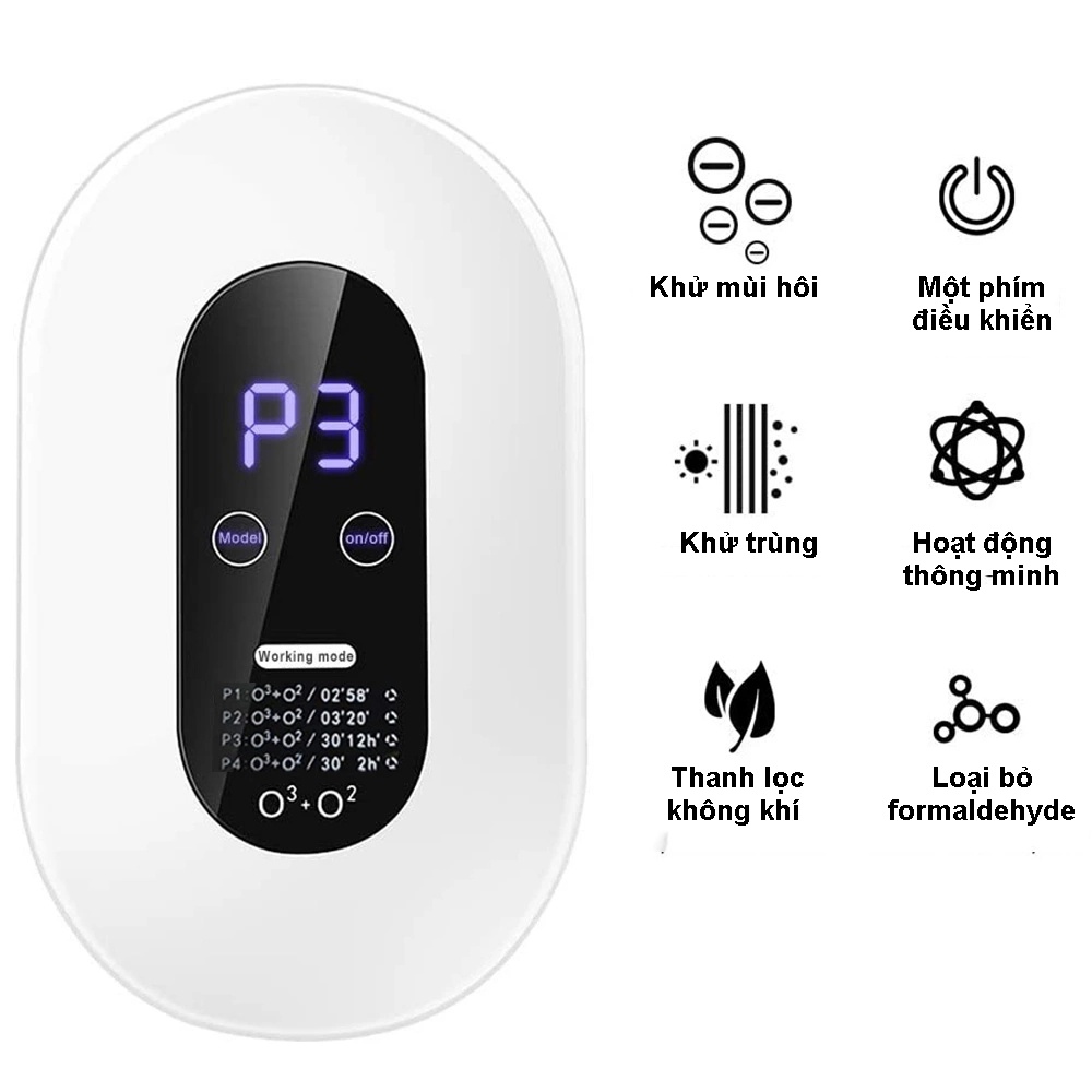 Máy lọc không khí khử bụi mùi hôi tạo bằng ozone và ion âm cho gia đình công suất 5W, 4 chế độ lọc khí. Bảo hành 6 tháng