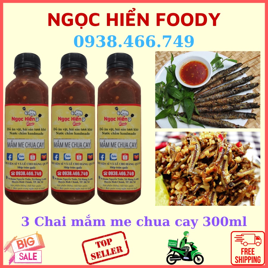 Combo 3 chai mắm me chua cay nhà làm 300ml, rất thơm ngon chất lượng, NGỌC HIỂN FOODY