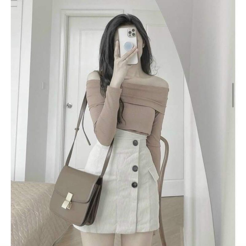 SET ÁO GÂN BẸT VAI TD x CHÂN VÁY ❤️