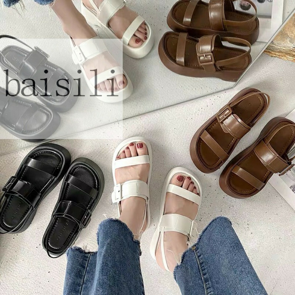 SANDAL NỮ BAISILI - GIÀY THỜI TRANG PHONG CÁCH XUỒNG NỮ TÍNH HAI QUAI NGANG TRƠN ĐẾ BẰNG BS220902