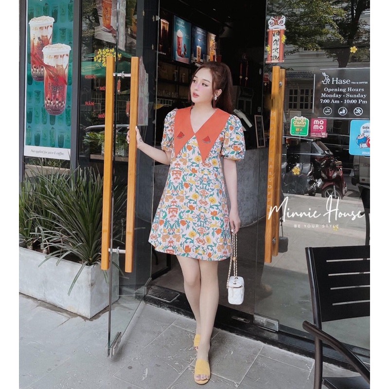 [Siêu Hot] Váy Hoa Phối Cổ Dáng Suông Tay Phồng, Đầm Hoa Nhí Tay Phồng Siêu Xinh (Có Ảnh Thật Kèm Video) | BigBuy360 - bigbuy360.vn