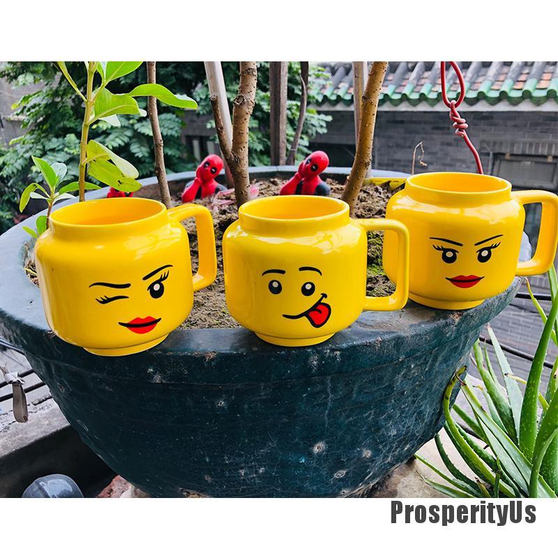 [ProsperityUs] 250ml Yellow Ceramic Mug Smile Expression Cartoon Coffee Milk Tea Cup