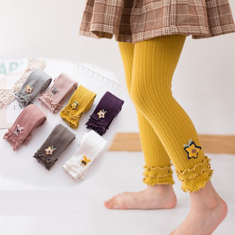 Quần legging dệt kim vải cotton thời trang cho bé gái 0-6 tuổi