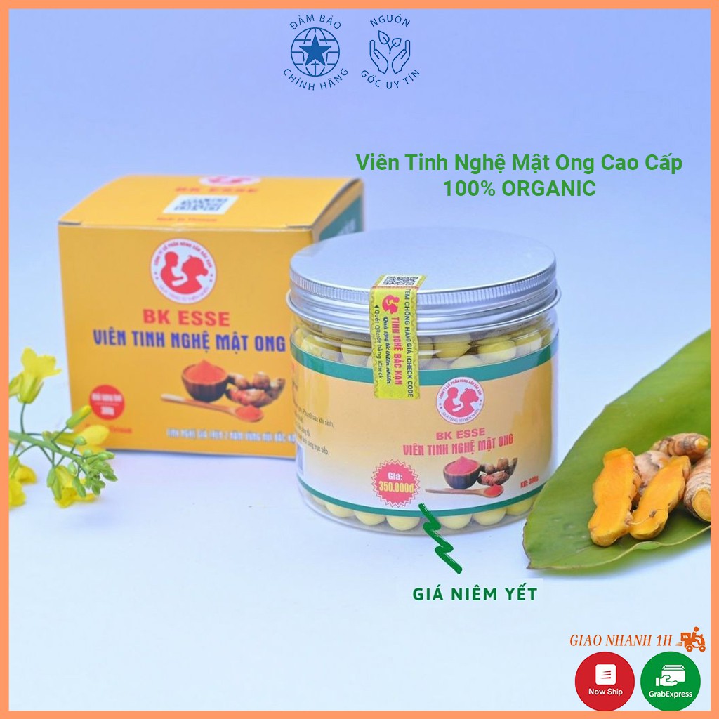 Viên tinh nghệ mật ong cao cấp Bắc Kạn, Viên nghệ mật ong cao cấp Bắc Kạn 300g, có chứng chỉ đạt chuẩn ORGANIC