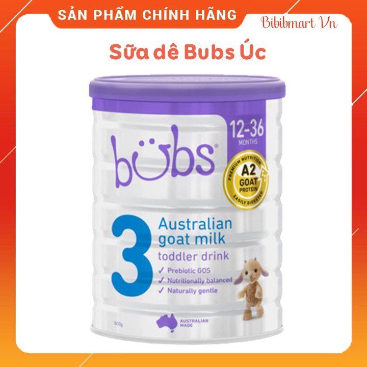 Sữa dê Bubs Úc 3 - 800g, cần thiết cho sự phát triển về chiều cao, cân nặng, hệ xương cũng như trí não của trẻ.