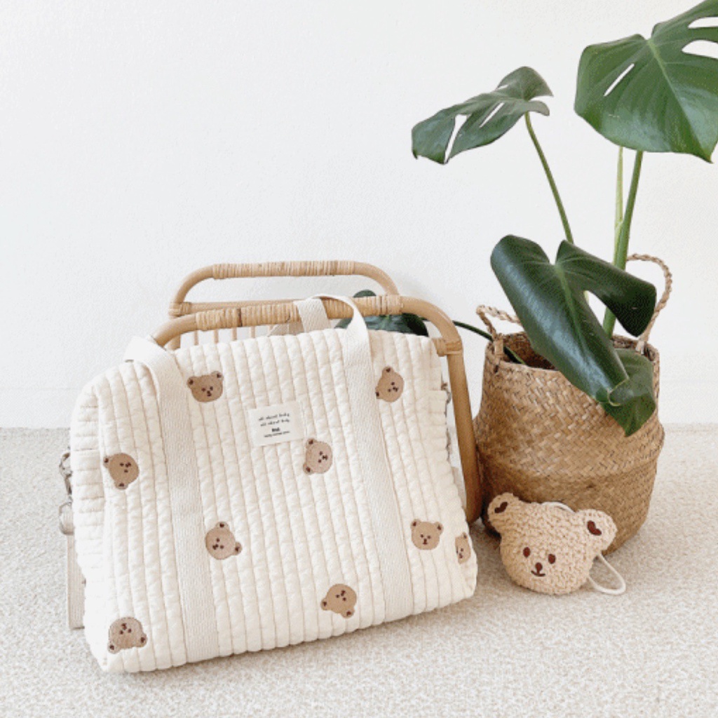 Túi bỉm sữa họa tiết style Hàn Quốc cỡ lớn,( kích cỡ 36x30x12cm đựng nhiều đồ mới về )