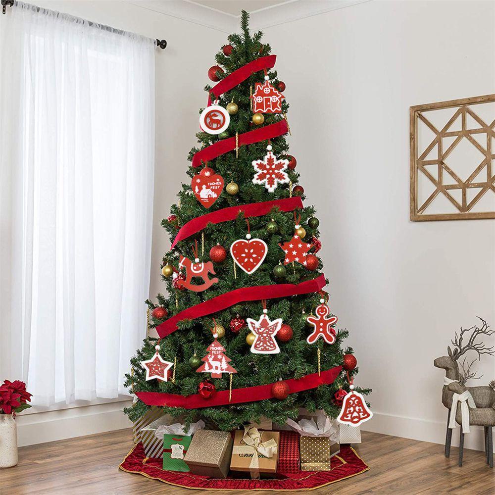 MUVAKO Set 100 Phụ Kiện Trang Trí Cây Thông Noel DIY Bằng Gỗ Màu Đỏ