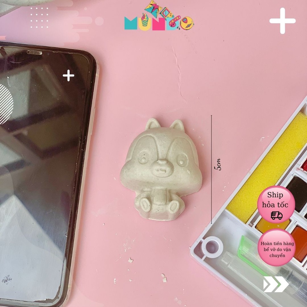 Tượng tô màu cao cấp chọn mẫu SIZE S NHÂN VẬT HOẠT HÌNH phong cách bánh kẹo, tượng thạch cao MUNDO