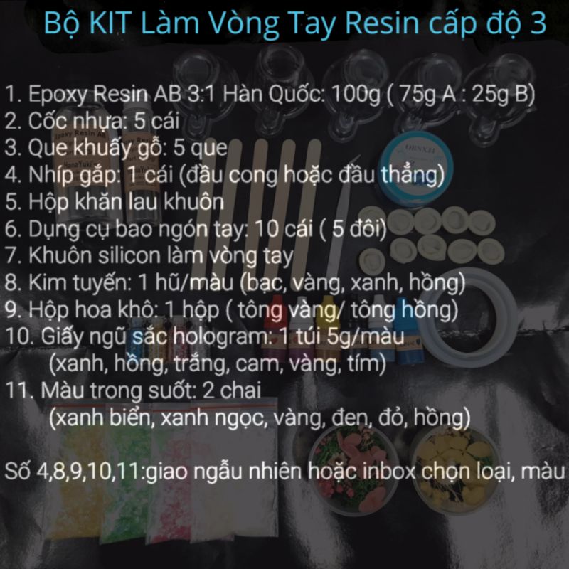 [Resin] Bộ kit làm vòng tay nghệ thuật thủ công Resin