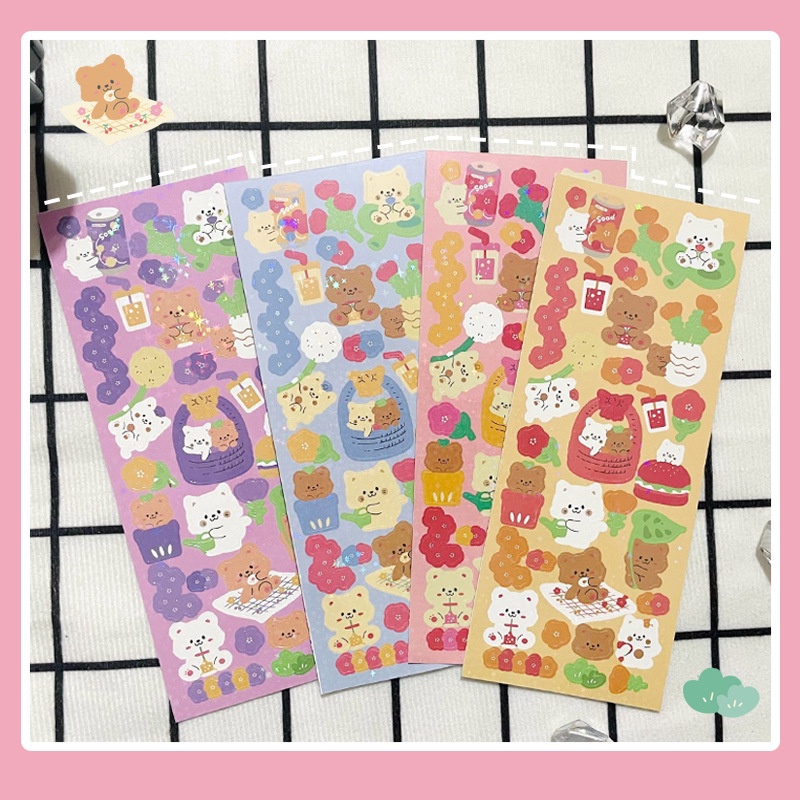 Zanmo tờ nhãn dán sticker mèo thức ăn kim tuyến lấp lánh