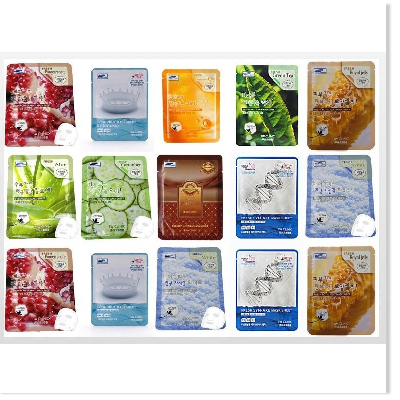 [Mã giảm giá] Bộ 10 gói mặt nạ cung cấp dưỡng chất phục hồi da 3W Clinic Fresh Coenzyme Q10 Mask Sheet 23ml X 10