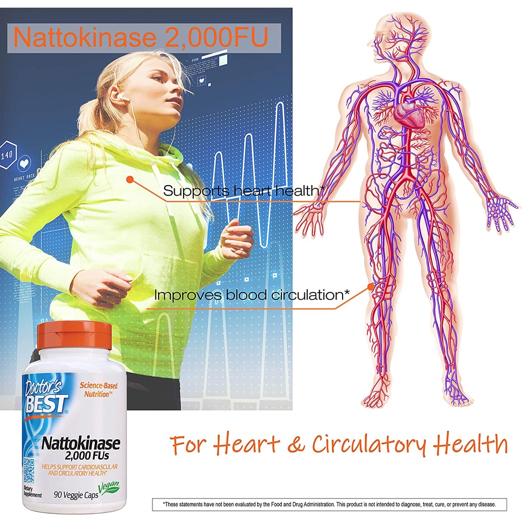 Doctor's Best Nattokinase 2000 FUs - Viên uống ngừa đột quỵ, tai biến, bổ tim mạch 90 viên