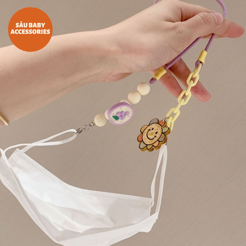 Dây đeo giữ khẩu trang gắn sticker Hàn Quốc cho bé