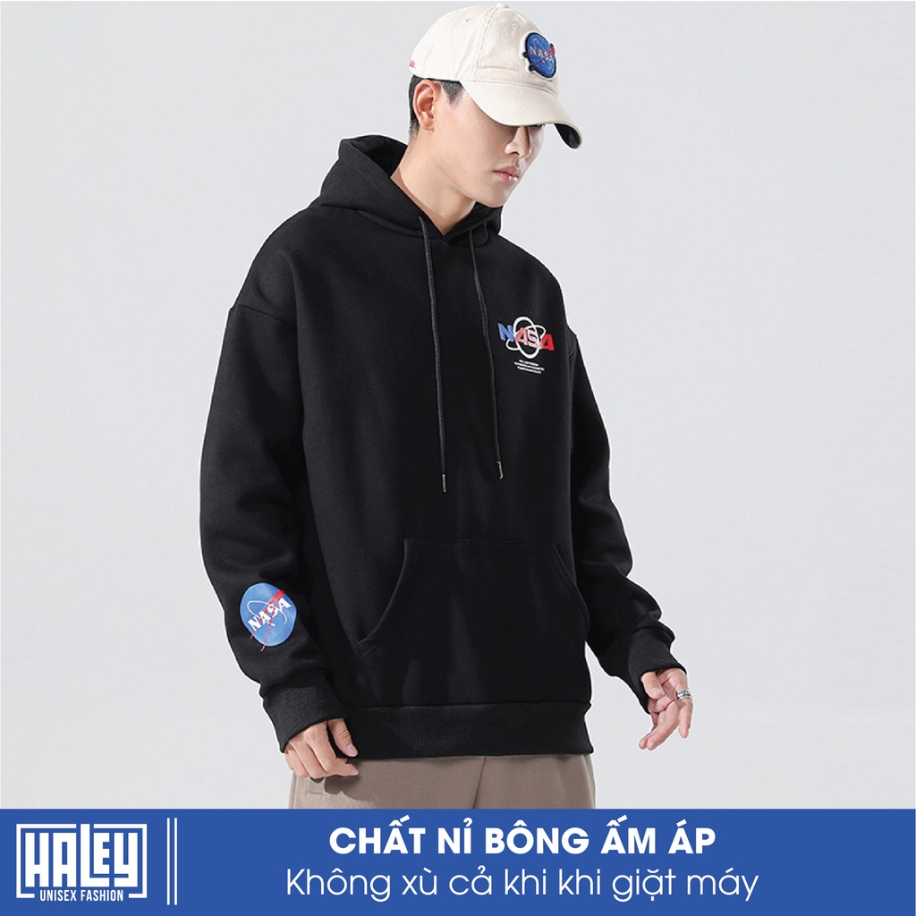 Áo Hoodie nam nữ HD110 Phi Hành Gia Nasa HALEY unisex phong cách Hàn Quốc cá tính, Chất Nỉ Dày Dặn Ấm Áp