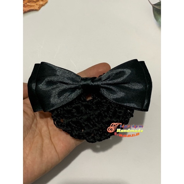 Kẹp tóc búi lưới handmade màu đen rbb