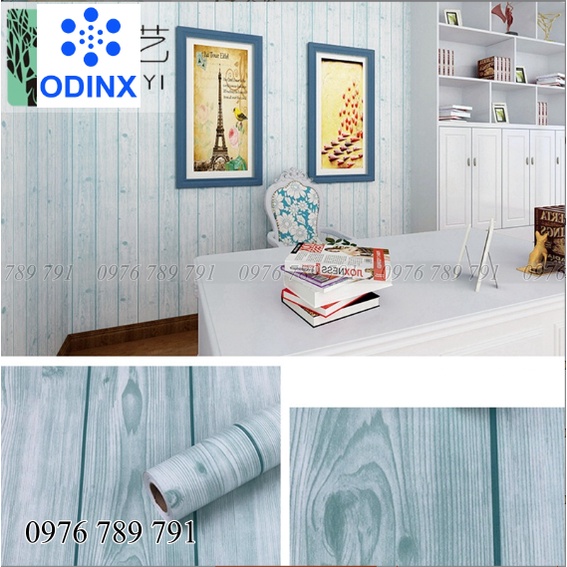 Giấy Dán Tường Giả Gỗ 3D Có Keo Sẵn 10m Decal Dán Tường Phòng Khách Chống Thấm ODINX