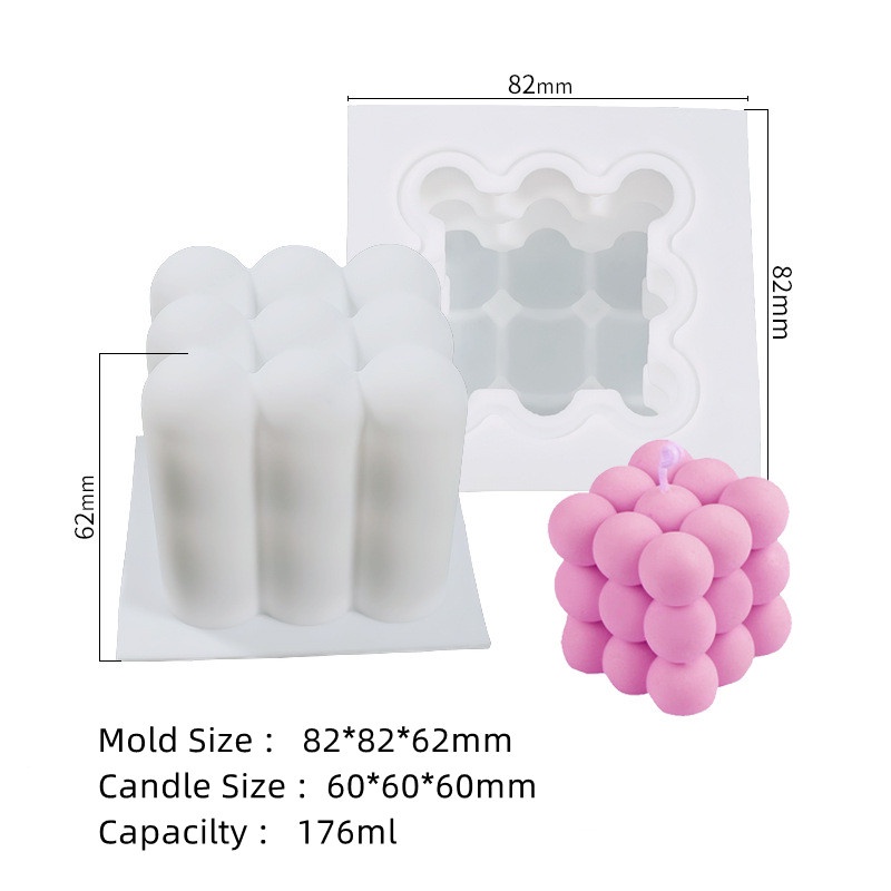 Khuôn Silicone Làm Xà Phòng / Nến Hình Khối Rubik 3D DIY