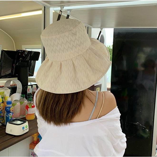 Mũ Rộng Vành Chống Tia Uv Màu Đen Thời Trang Mùa Hè Có Thể Gấp Gọn Cho Nữ
