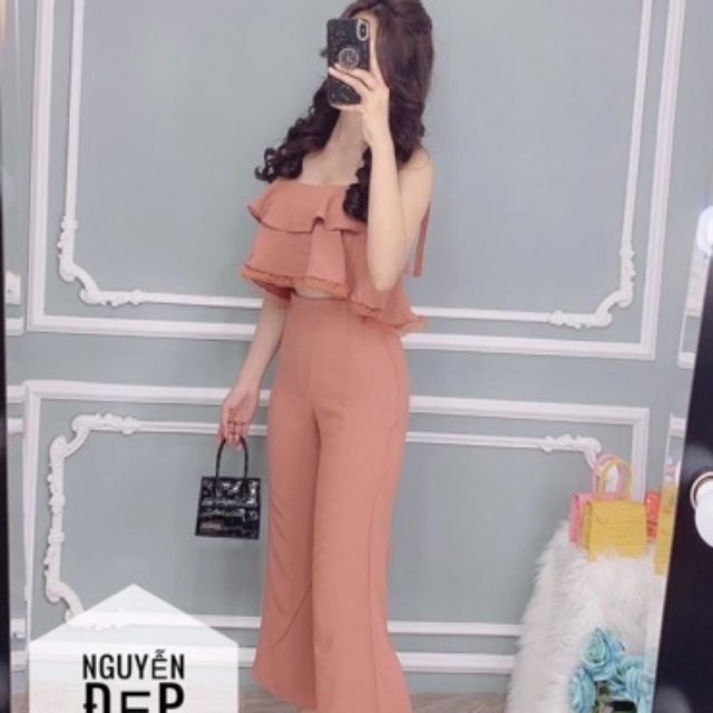 Sét bộ hai dây tầng ren quần ống rộng