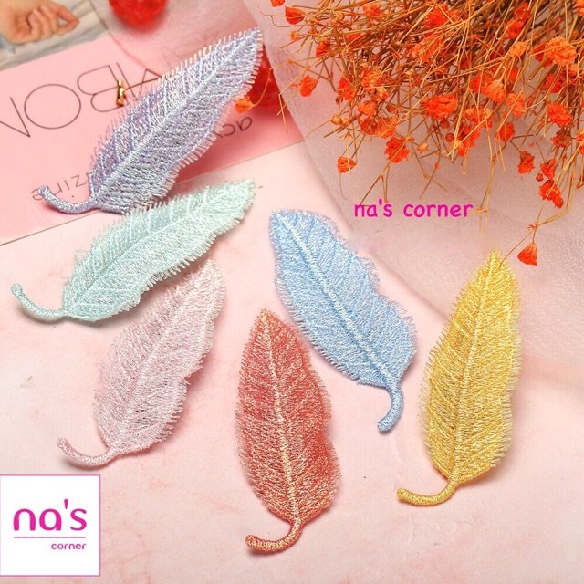 Kẹp tóc mái Hàn quốc ánh nhũ kim tuyến vải đan thêu handmade hình chiếc lá dễ thương ngộ nghĩnh dạng kẹp bật hairclip