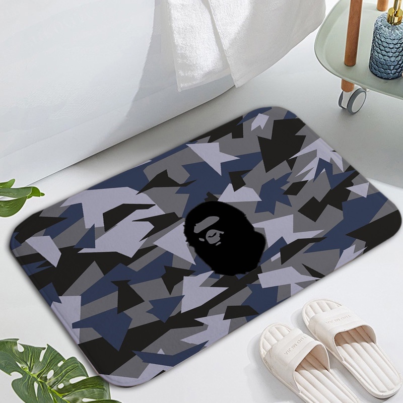 Thảm lót cửa chùi chân Chống Trượt Hình Chữ Nhật In Họa Tiết Bape