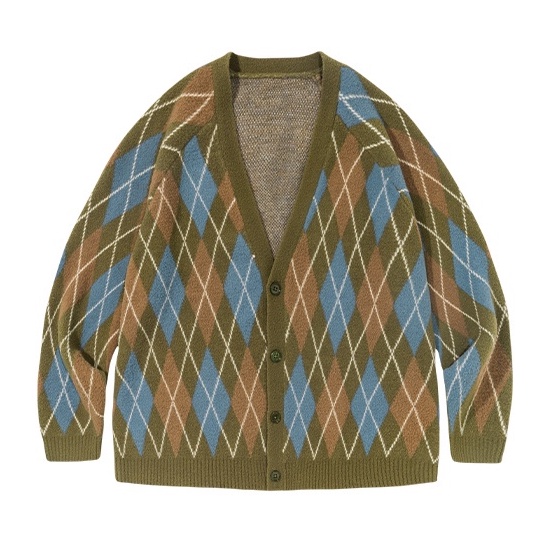 Áo khoác cardigan dệt kim cổ chữ V họa tiết kẻ sọc phong cách Hàn Quốc cho nam