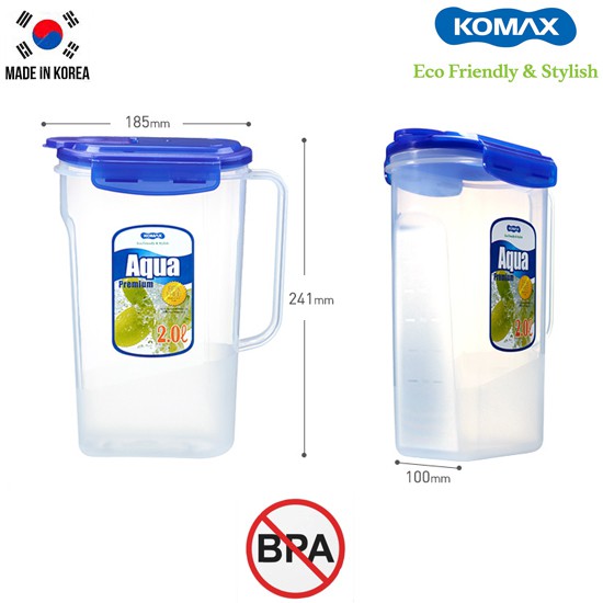 BÌNH NƯỚC 2L KOMAX AQUA PREMIUM HÀN QUỐC DÙNG TRỮ NGUYÊN LIỆU PHA CHẾ, TRÀ, CÀ PHÊ...