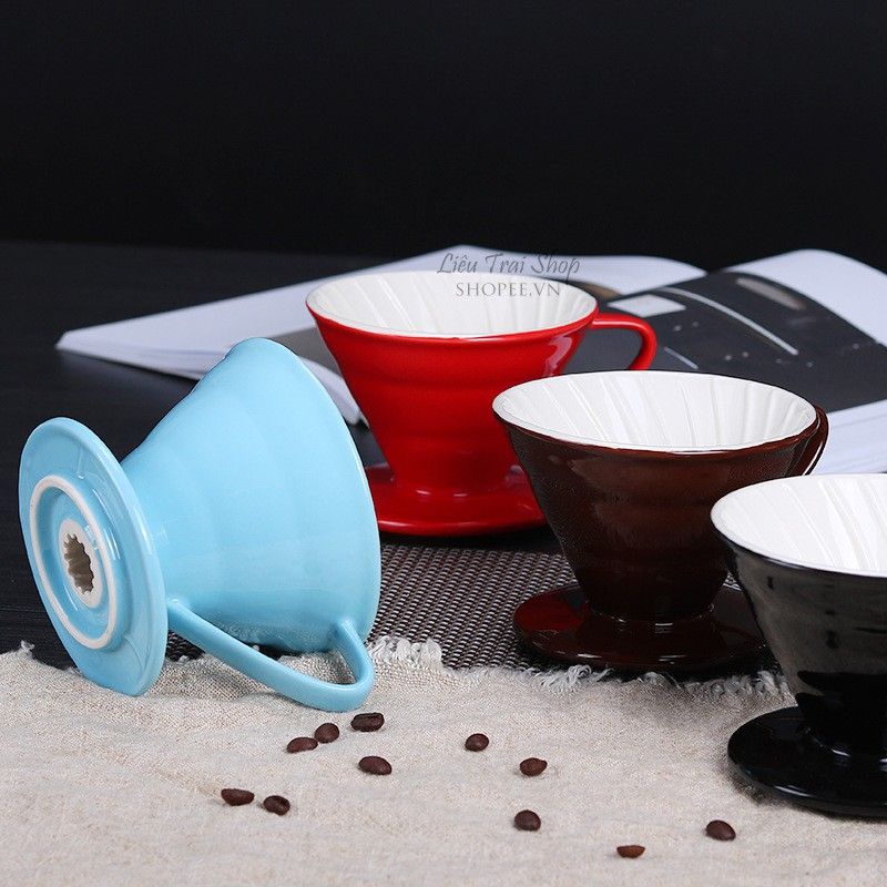 Phễu V60 bằng sứ mẫu xoắn ốc dùng pha Pour Over