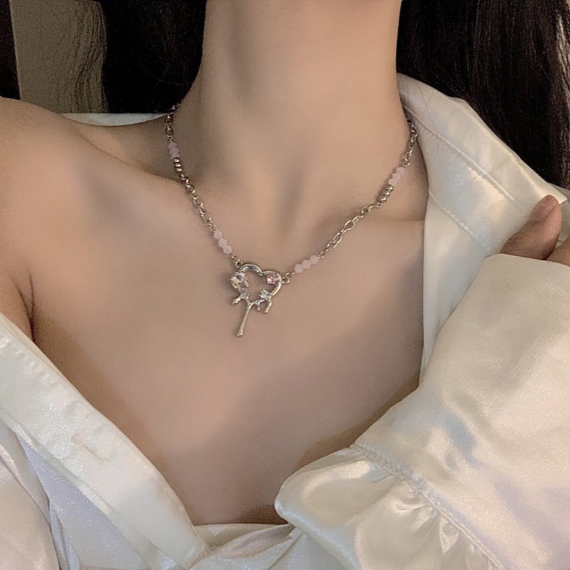 Vòng cổ Chuỗi Hạt Màu Hồng Phong Cách Harajuku Sang Trọng Chất Lượng Cao