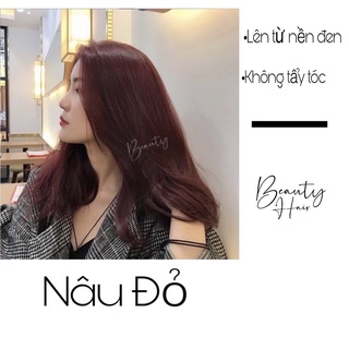 Thuốc Nhuộm Tóc Màu Nâu Đỏ - Lên Từ Nền Đen Và Nâu + Tặng Kèm Oxy Trợ Dưỡng
